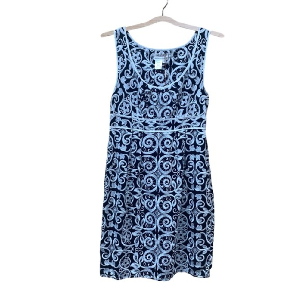 MSSP‎ Black White Embroidered Cotton Dress Medium Fit Flare Garden Party